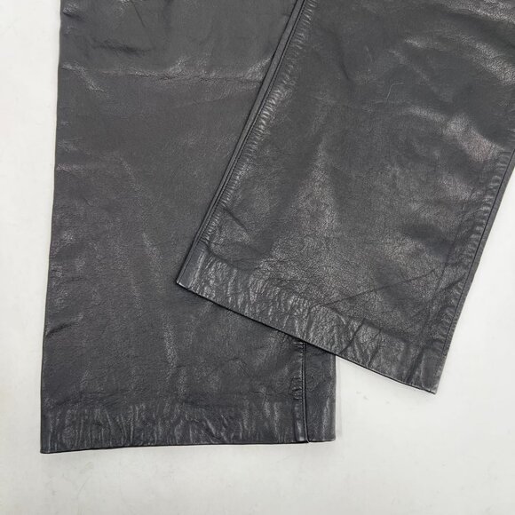 Ann Taylor Black Mid-Rise Leather Bootcut Pants | Size 6 - Picture 8 of 10